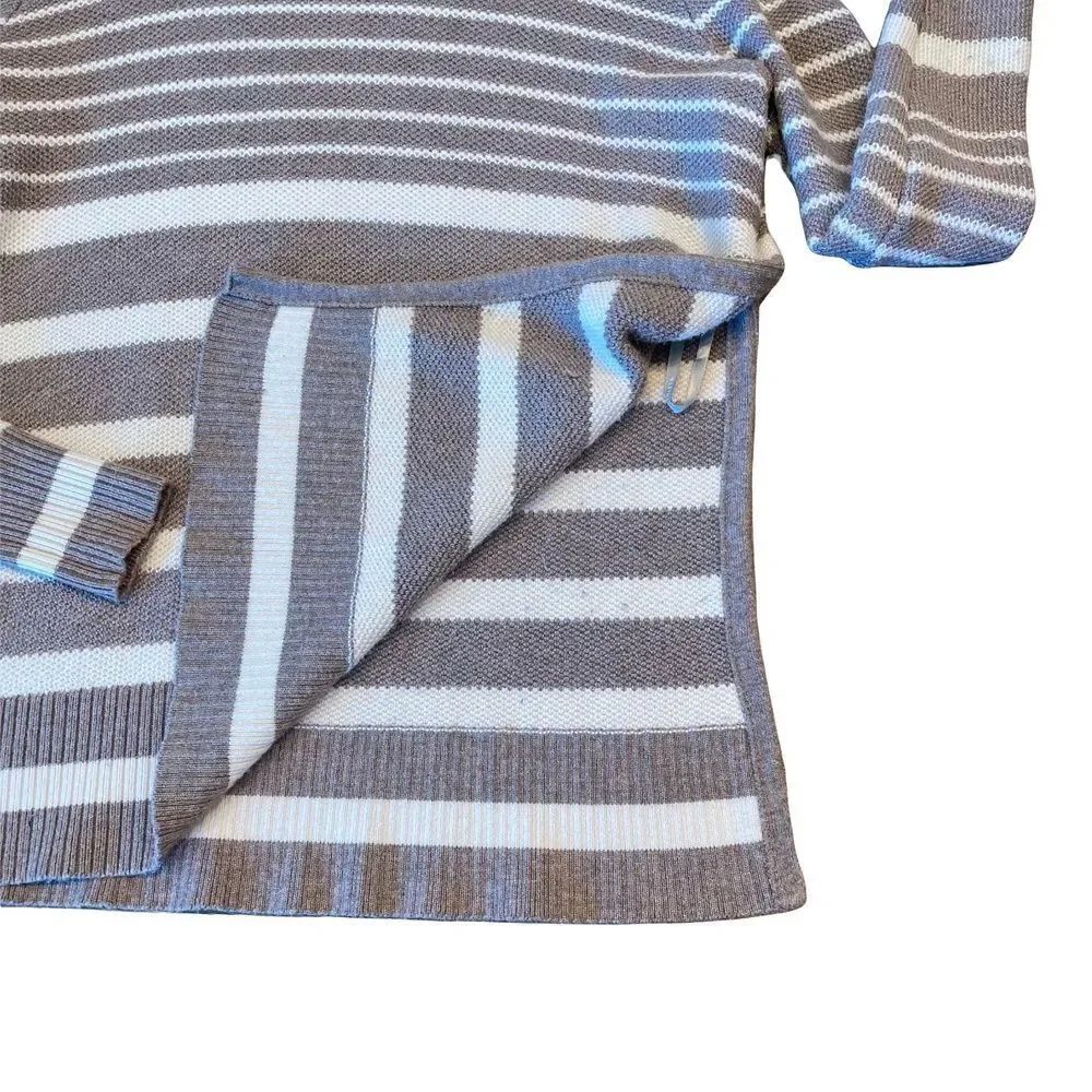 Athleta Taupe White Relaxed Cozy Soft Crewneck Long Sleeve Knit Top Womens XXS - Picture 7 of 14